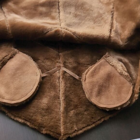 Unique Brown Genuine Leather Spliced Leather Poncho One Size - Picture 5 of 11